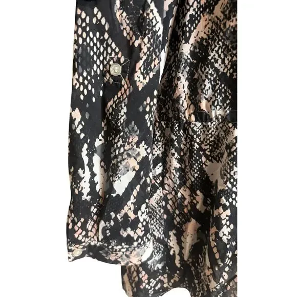 INC International Concepts Blouse 14 Snake Print Drawstring Waist Long Sleeve - Picture 5 of 9